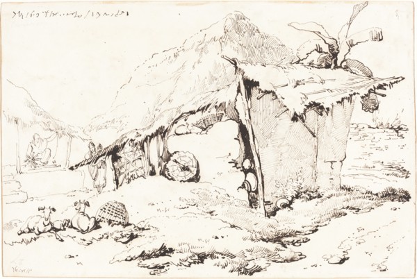 A Village Hut in India [recto], 1814/1824. Creator: George Chinnery.