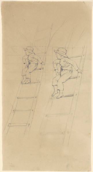 Studies of a Boy on a Ladder, c. 1840-1850. Creator: James Goodwyn Clonney.