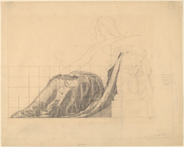 Drapery Study for Reclining Female Study for "Painting". Creator: Kenyon Cox.