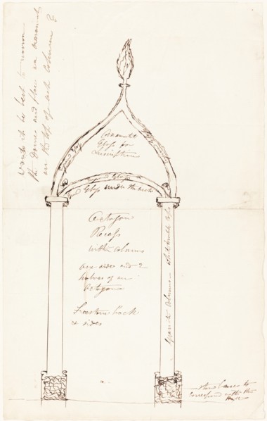 Sketch of Octagon Recess with Columns. Creator: George Cruikshank.