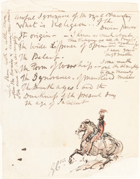 Sketch of Mounted Hussar. Creator: George Cruikshank.