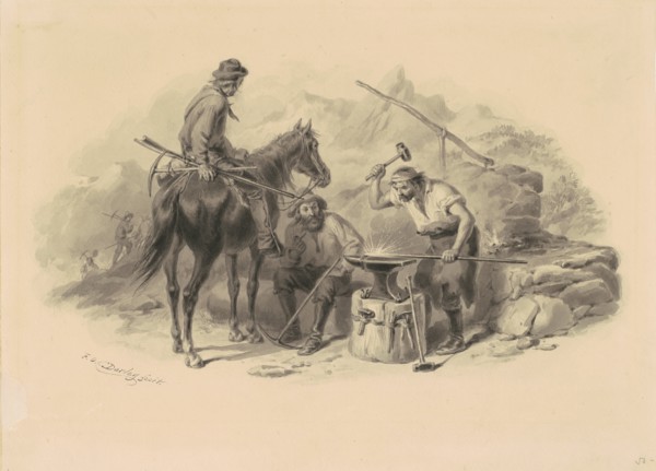 Blacksmith in the Goldfields, 1848-1855. Creator: Felix Octavius Carr Darley.