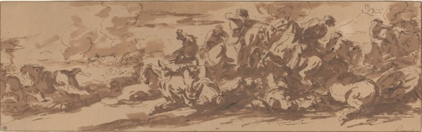 Cavalry Battle near a River. Creator: Walter Paris.