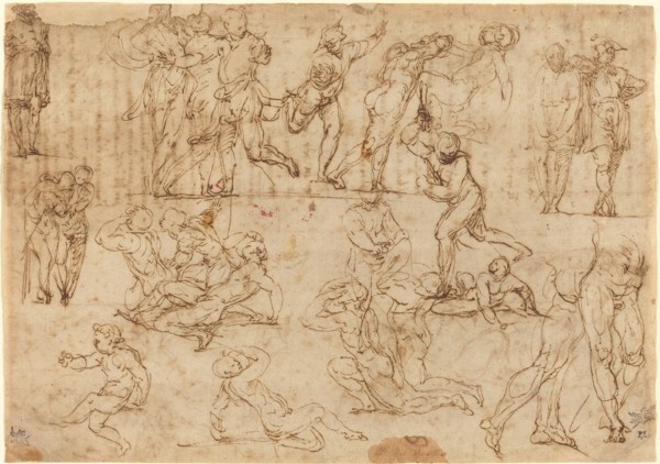 Figure Studies [recto], c. 1530/1540. Creator: Perino del Vaga.