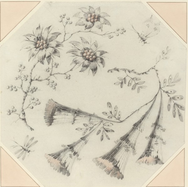 Trumpet Flowers and Daisies. Creator: Jean-Baptiste Pillement.