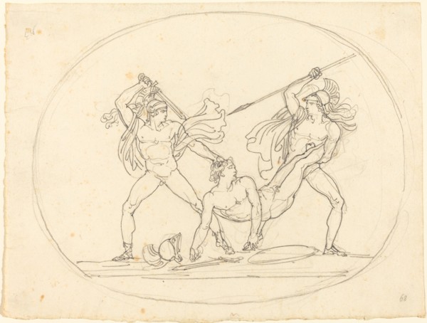 Two Ancient Warriors Fighting over a Dead Comrade. Creator: Bartolomeo Pinelli.