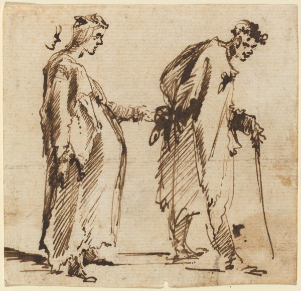 A Pregnant Young Woman and a Young Man with a Staff, 1750s. Creator: Giovanni Battista Piranesi.