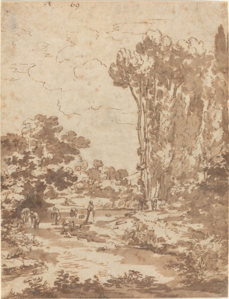Figures Bathing in a Stream. Creator: Nicolas Poussin.