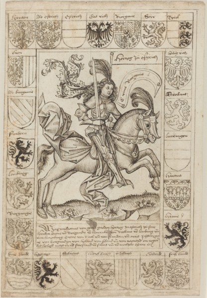 Maximilian, Duke of Austria, on Horseback, 1492. Creator: Master of the Strassburg Chronicle.