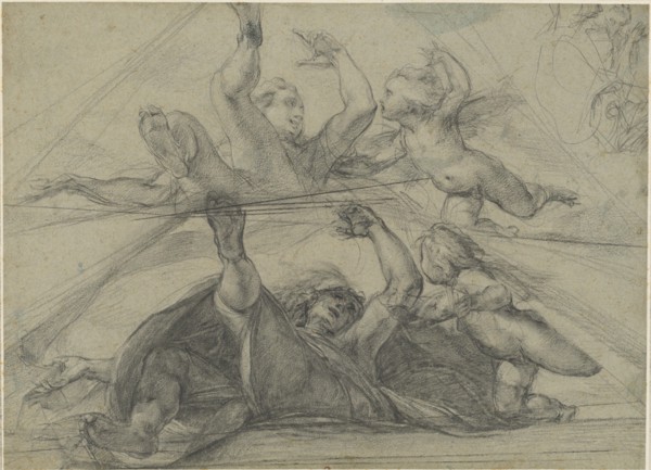 Ceiling Studies of a Prophet and a Putto Seen from Below, c. 1602. Creator: Giulio Cesare Procaccini.