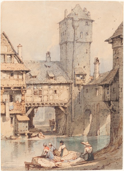 Laundresses before the Wasserturm, Nuremberg. Creator: Samuel Prout.