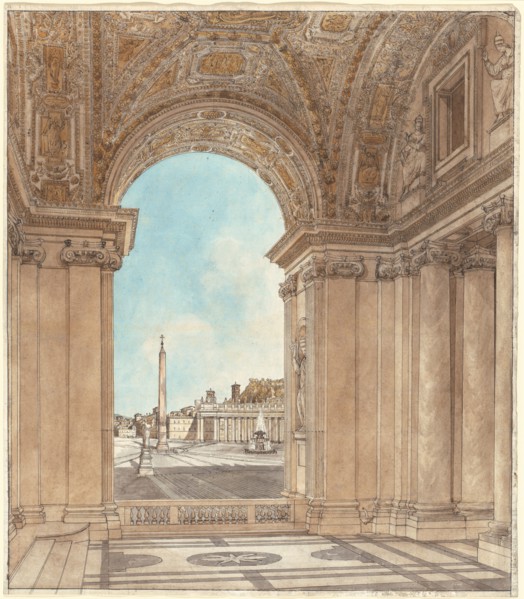 The Piazza of Saint Peter's Seen through an Arch of the Basilica, 1778/1779. Creator: Giacomo Antonio Domenico Quarenghi.