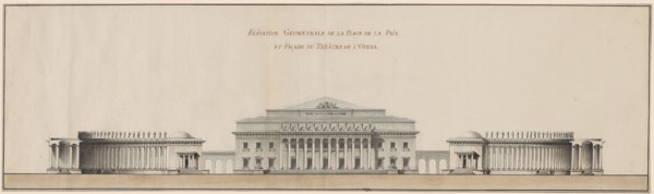 Geometrical Elevation of the Peace Plaza and Façade of the Opera House, c. 1800. Creator: Giacomo Antonio Domenico Quarenghi.