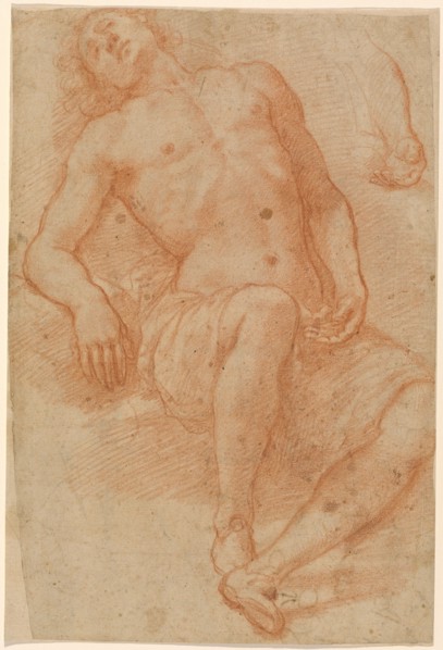 A Male Nude, Half Reclining, 1622/1624. Creator: Matteo Rosselli.