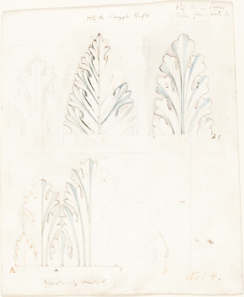 Ornamental Study with Acanthus Motif for "The Stones of Venice", 1849. Creator: John Ruskin.