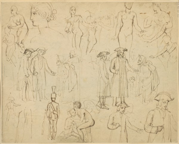 Roger de Coverley and the Gypsies [verso], c. 1803. Creator: Thomas Stothard.