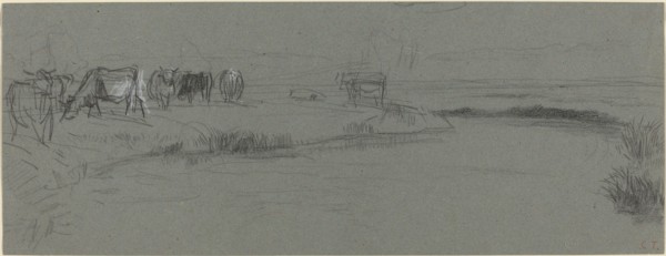 River Bank with Cattle, probably after 1850. Creator: Constant Troyon.