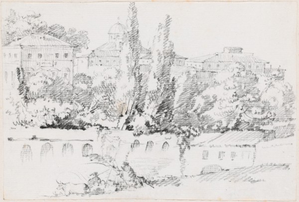 Walls of Rome with Santa Maria del Popolo in the Distance, 1744/1750. Creator: Joseph-Marie Vien the Elder.