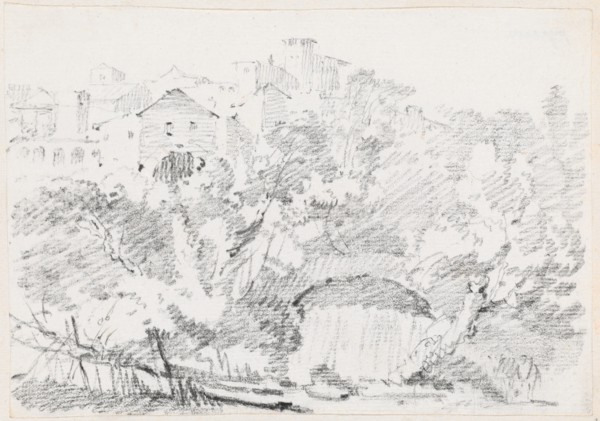 A Waterfall near a Hilltown in Italy, 1744/1750. Creator: Joseph-Marie Vien the Elder.