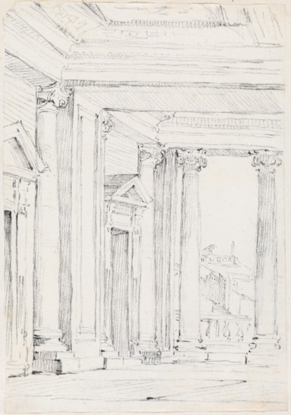 Portico of the Palazzo Nuovo, on the Campidoglio, 1744/1750. Creator: Joseph-Marie Vien the Elder.