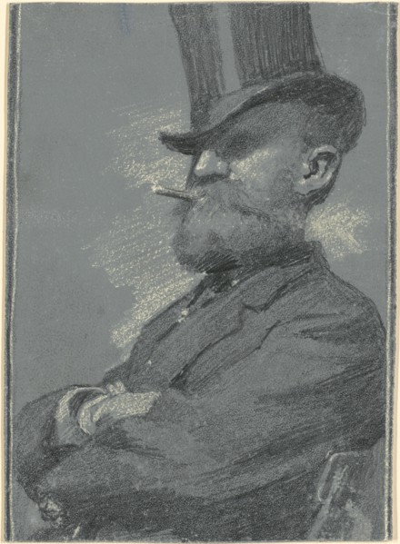 Man in Top Hat, Smoking a Cigar, late 19th century. Creator: Robert William Vonnoh.