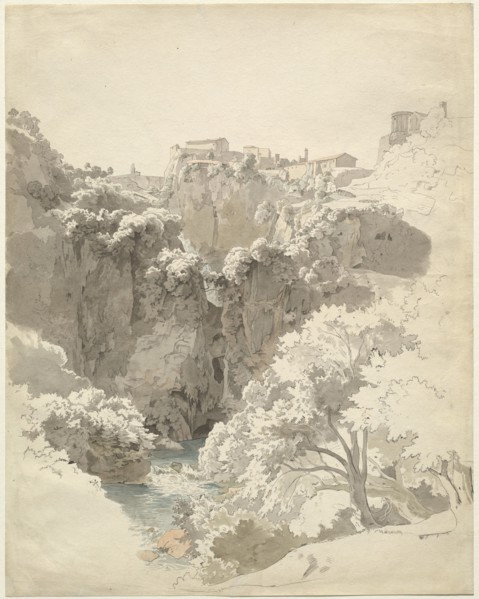 Tivoli and the Temple of the Sibyl Above the Aniene Gorge, 1824. Creator: Carl Wagner.