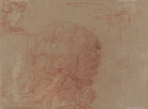 Figure Sketches and a Copy After a Sculpted Head [verso], c. 1715/1716. Creator: Jean-Antoine Watteau.