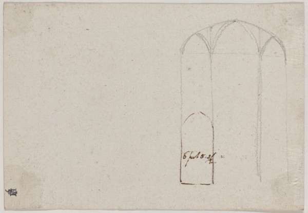 Cross Section of a Gothic Church [verso], probably c. 1788. Creator: Benjamin West.