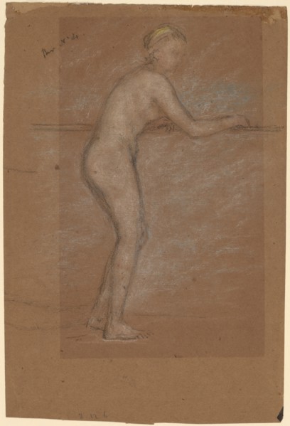 Nude Leaning on a Rail [recto], 1871/1874. Creator: James Abbott McNeill Whistler.