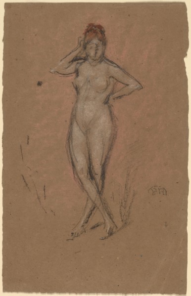Nude Standing with Legs Crossed, c. 1878. Creator: James Abbott McNeill Whistler.