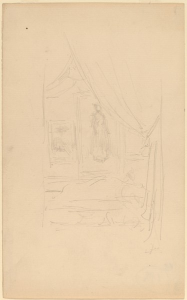 Sketch of Mrs. Godwin's Portrait when hung at the Society of British Artists, 1886/1887. Creator: James Abbott McNeill Whistler.