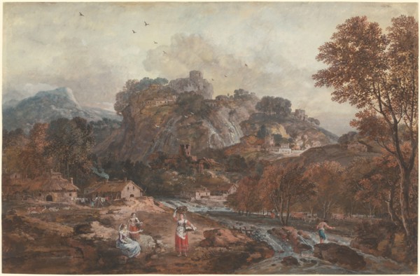 Mountain Landscape with Washerwomen and a Fisherman, 1762/1765. Creator: Francesco Zuccarelli.
