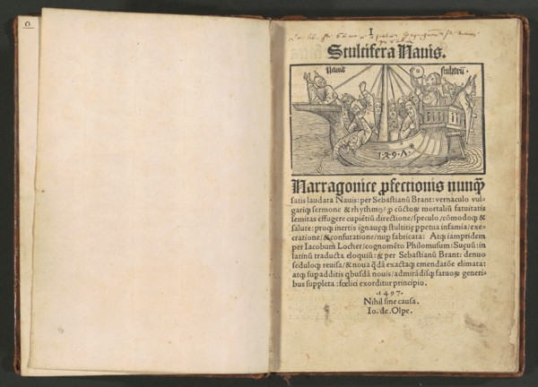 Stultifera navis (Ship of Fools), 1st August, 1497. Creators: Albrecht Durer, Sebastian Brant.