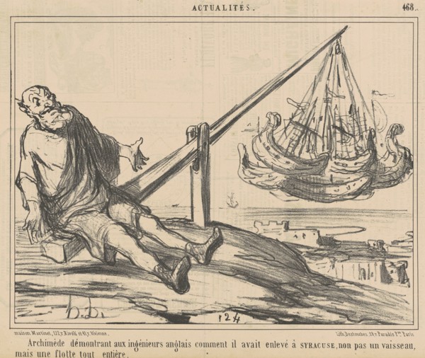 Archimède démontrant aux ingènieurs anglais ..., 19th century. Creator: Honore Daumier.
