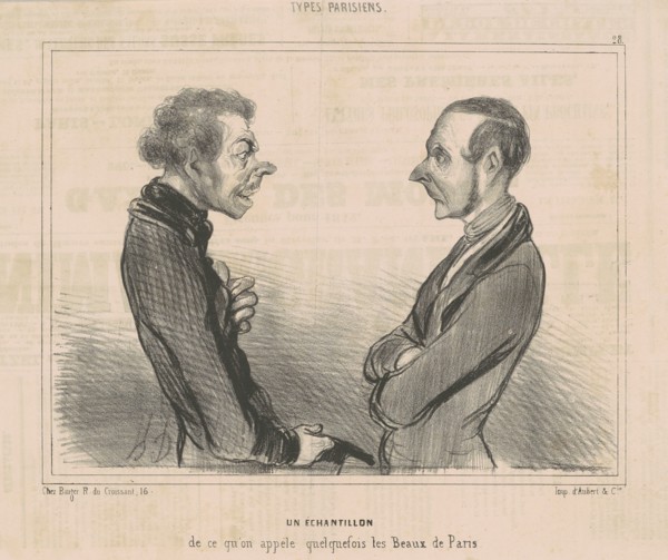Un échantillon de ce qu'on appèle quelquefois les Beaux de Paris, 19th century. Creator: Honore Daumier.