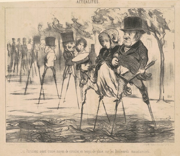 Les Parisiens ayant trouvé le moyen de circuler ..., 19th century. Creator: Honore Daumier.