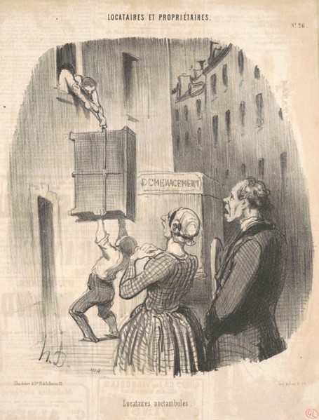 Locataires noctambules, 19th century. Creator: Honore Daumier.
