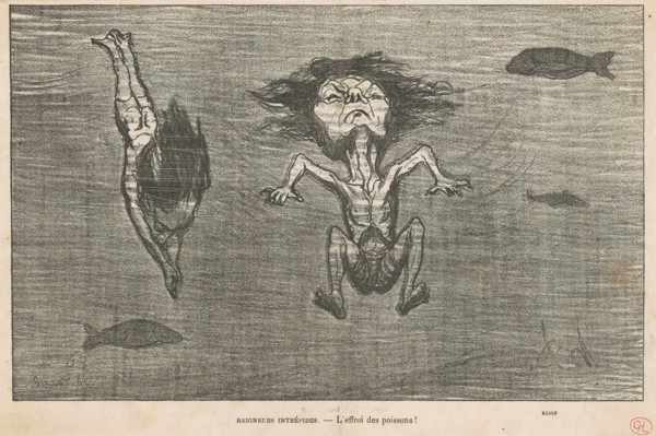 Baigneurs intrepédes, 19th century. Creator: Honore Daumier.