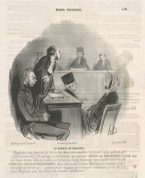 La plainte en adultère, 19th century. Creator: Honore Daumier.