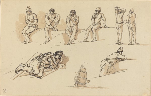 Eight Studies of Figures and a Ship at Sea. Creator: Claude-Joseph Vernet.