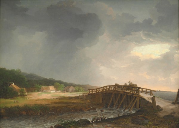 The Bridge across Tryggevælde River with a View of Koge, Zealand, 1813-1816. Creator: Johan Christian Dahl.