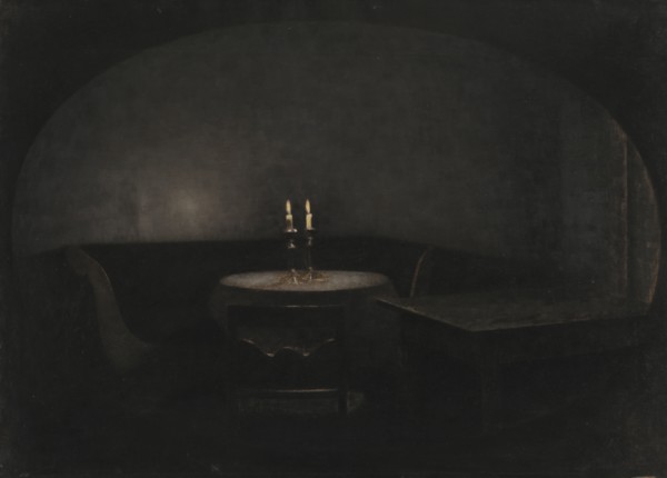 Interior. Artificial Light, 1909. Creator: Vilhelm Hammershøi.