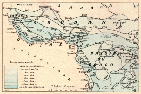 ''Carte des pluies; L'Ouest Africain', 1914. Creator: Unknown.