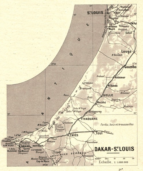 ''Map, Dakar - St Louis; L'Ouest Africain', 1914. Creator: Unknown.