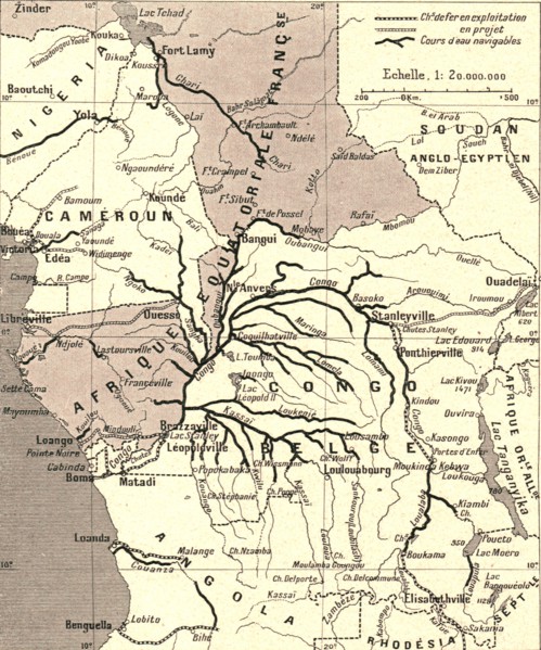 ''Voies de communication du bassin du Congo; L'Ouest Africain', 1914. Creator: Unknown.