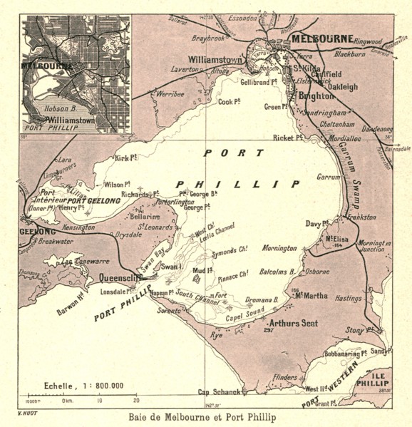 ''Baie de Melbourne et Port Phillip; Les Terres Du Pacifique', 1914. Creator: Unknown.