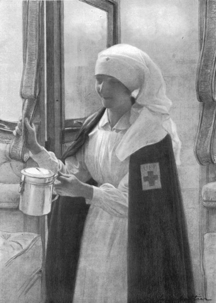 '"Pour nos soldats, s'il vous plait" ; Les Queteuses de la Croix-Rouge', 1916. Creator: L Sabattier.