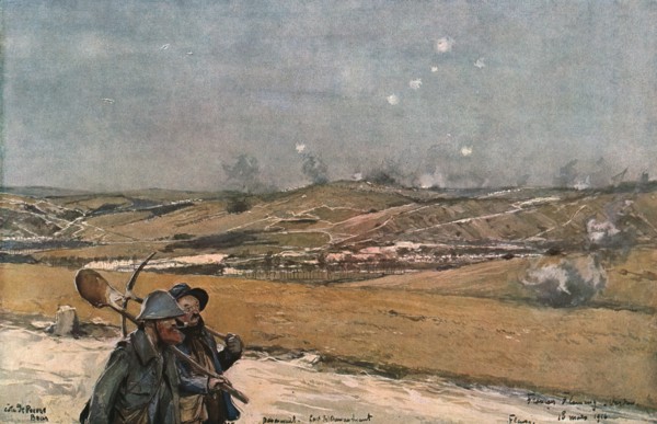 'La Bataille de Verdun; La hauteur de Douamont vue du fort de la Chaume', 1916. Creator: Francois Flameng.