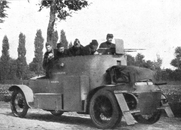 'Sans cesse en mouvement, les autos-mitrailleuses blindees harcelent les colonnes allemandes', 1914. Creator: Unknown.