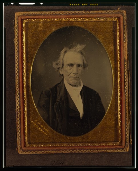 Unidentified man, head-and-shoulders portrait, facing front, between 1847 and 1860. Creator: James Presley Ball.